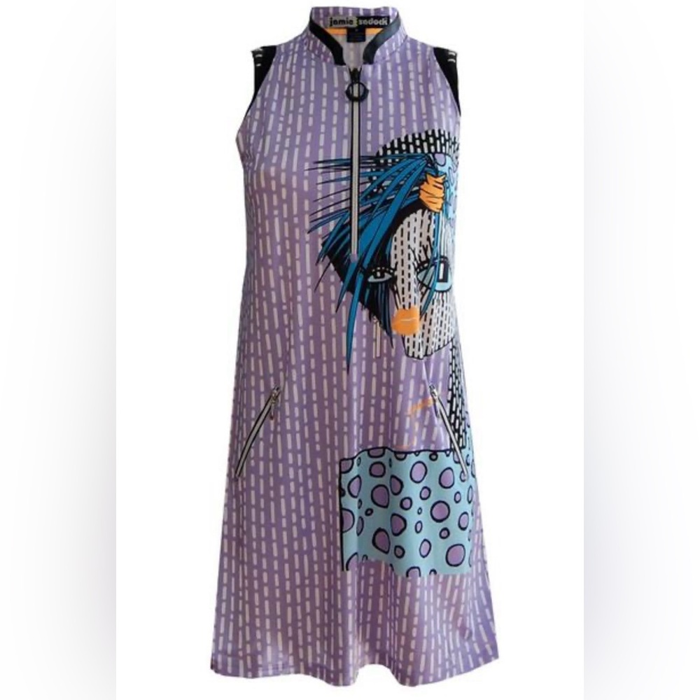 jamie sadock Lavender Graphic Sleeveless A-Line Dress with Blue Accent
